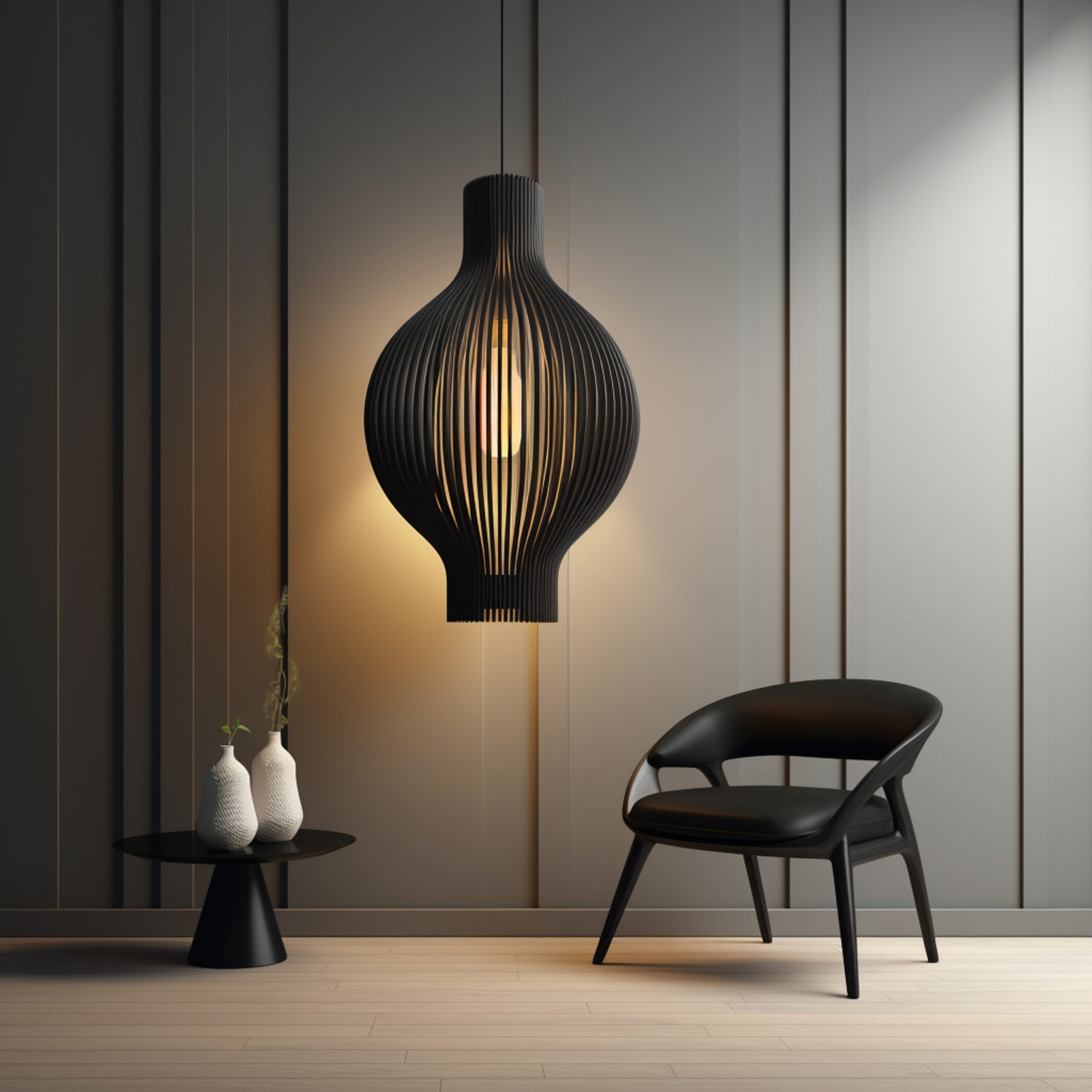 geometric pendant light, in the style of daz3d, minimalistic approach, light-filled interiors, martin rak, hector guimard, light black, aquirax uno --v 5.2 Job ID: 605322db-f5d8-40c5-a24f-78f52f7ed0c3